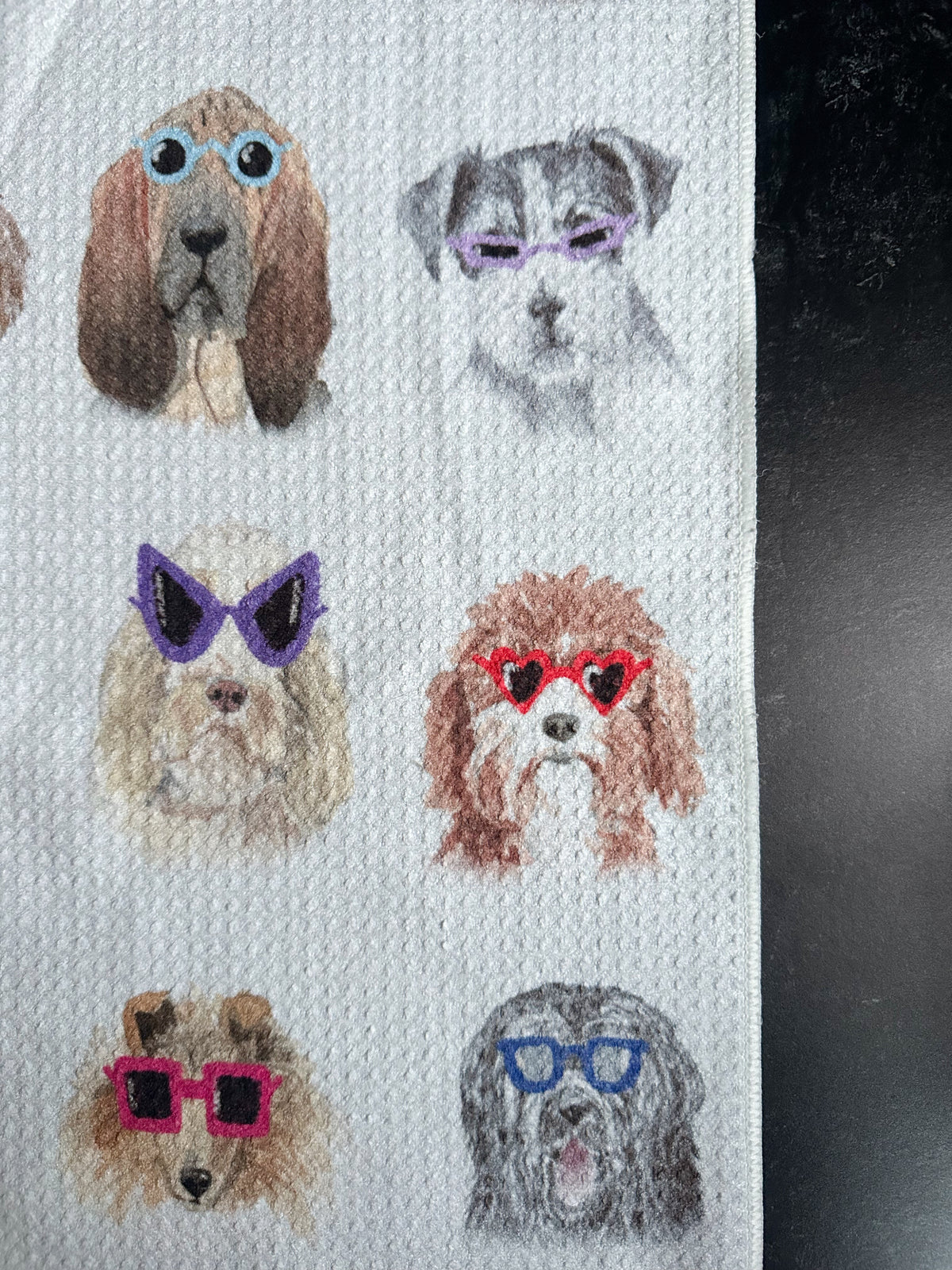 Waffle Knit Hand Towel in Pups in Sunglasses
