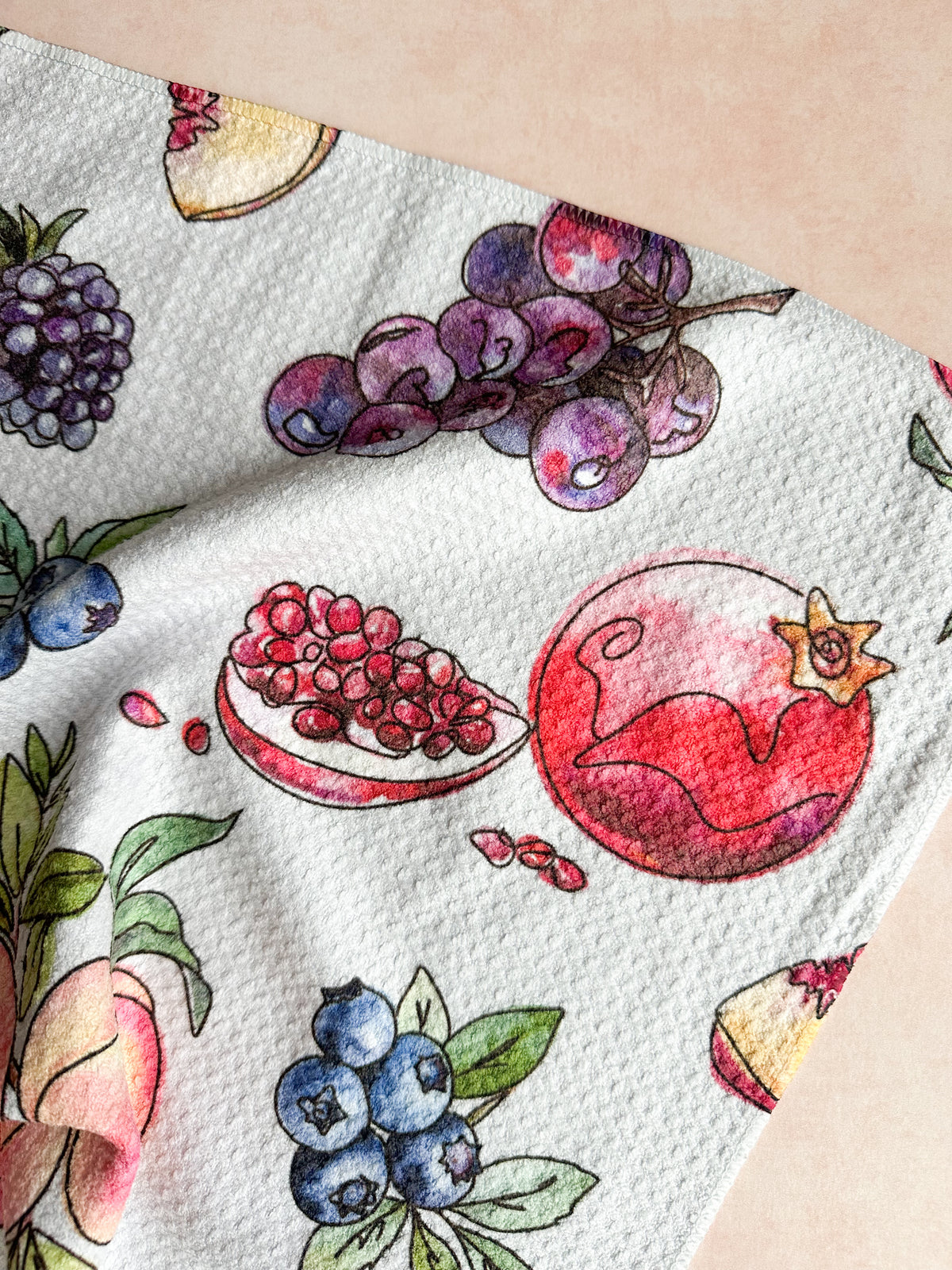 Waffle Knit Hand Towel in Berries Stone-fruit Combo