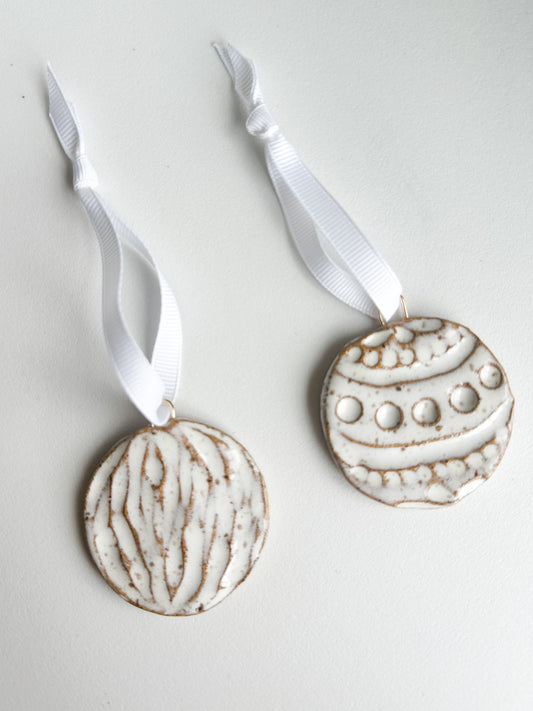 Medium Hand Designed Ornaments in Ivory