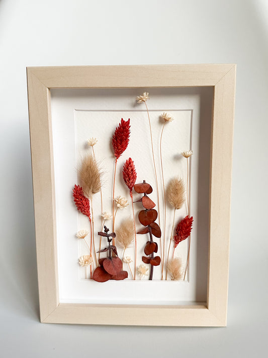 Red, Orange and Natural Dried Flower Frame