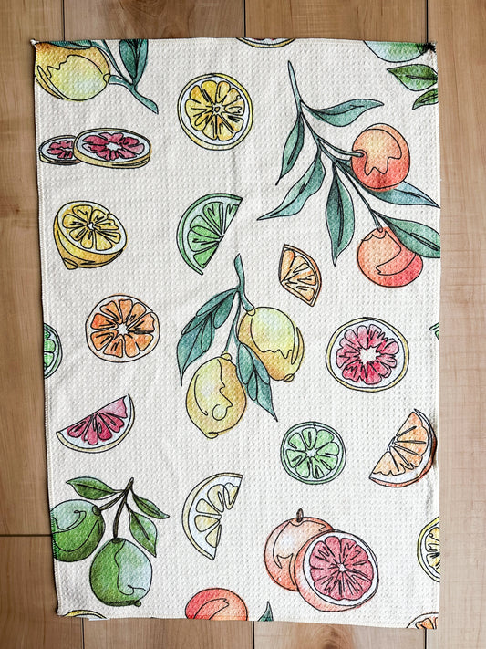 Waffle Knit Hand Towel in Citrus Grove