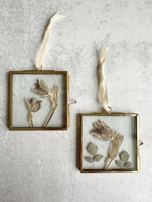 Pressed Flower Glass Ornament in Pasquale Flower