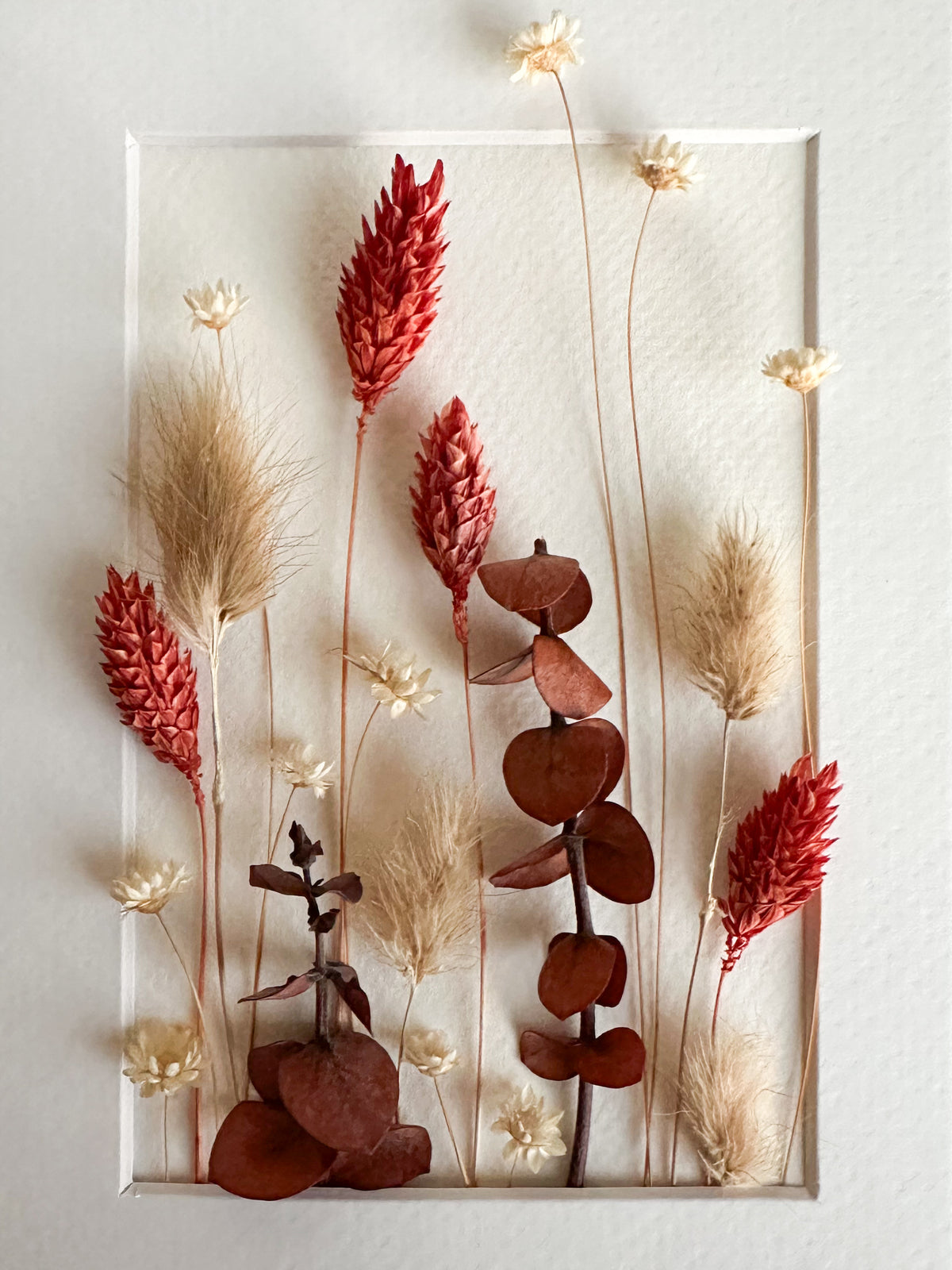 Red, Orange and Natural Dried Flower Frame