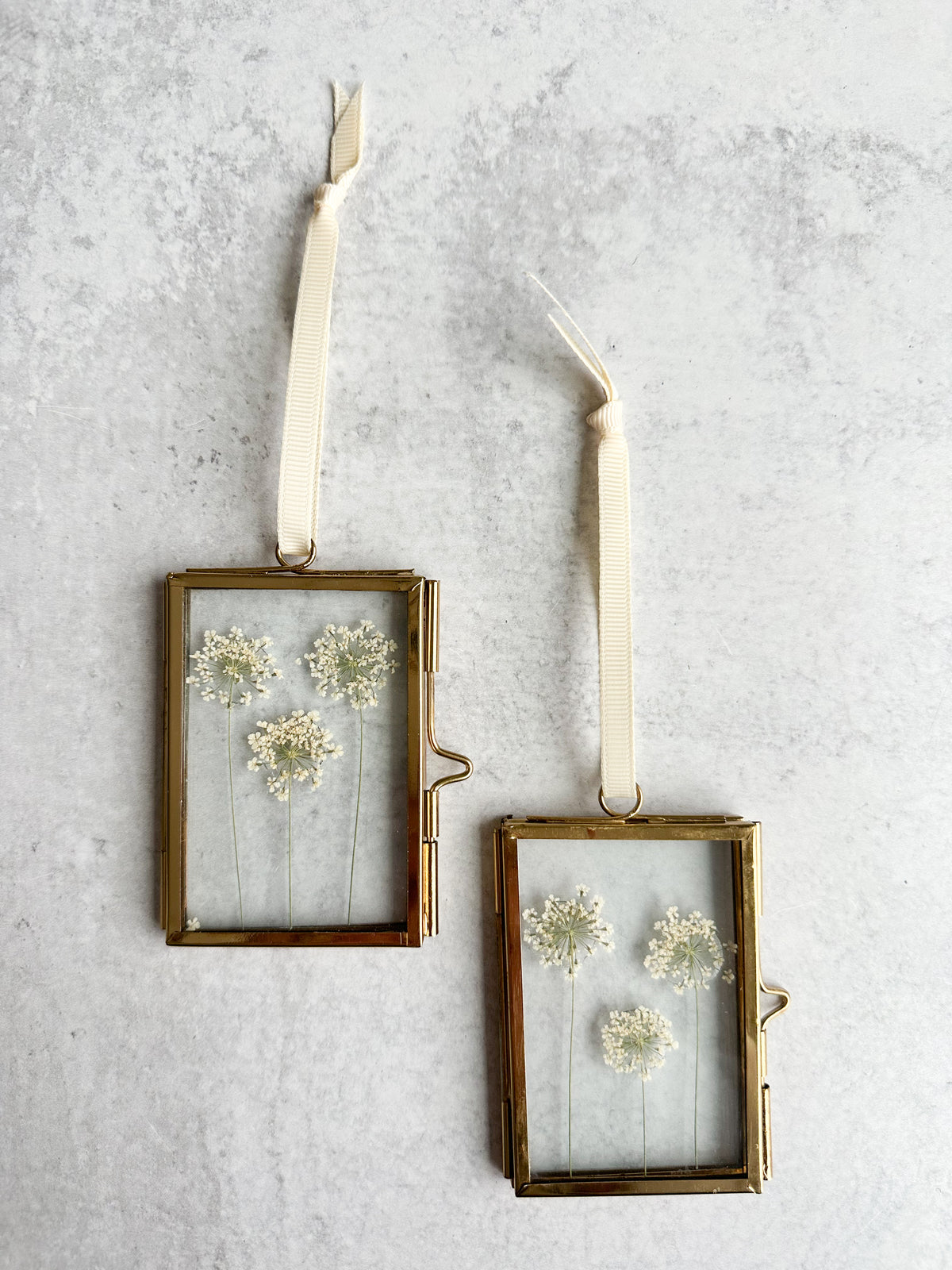 Pressed Flower Glass Ornament in Queen Anne’s Lace